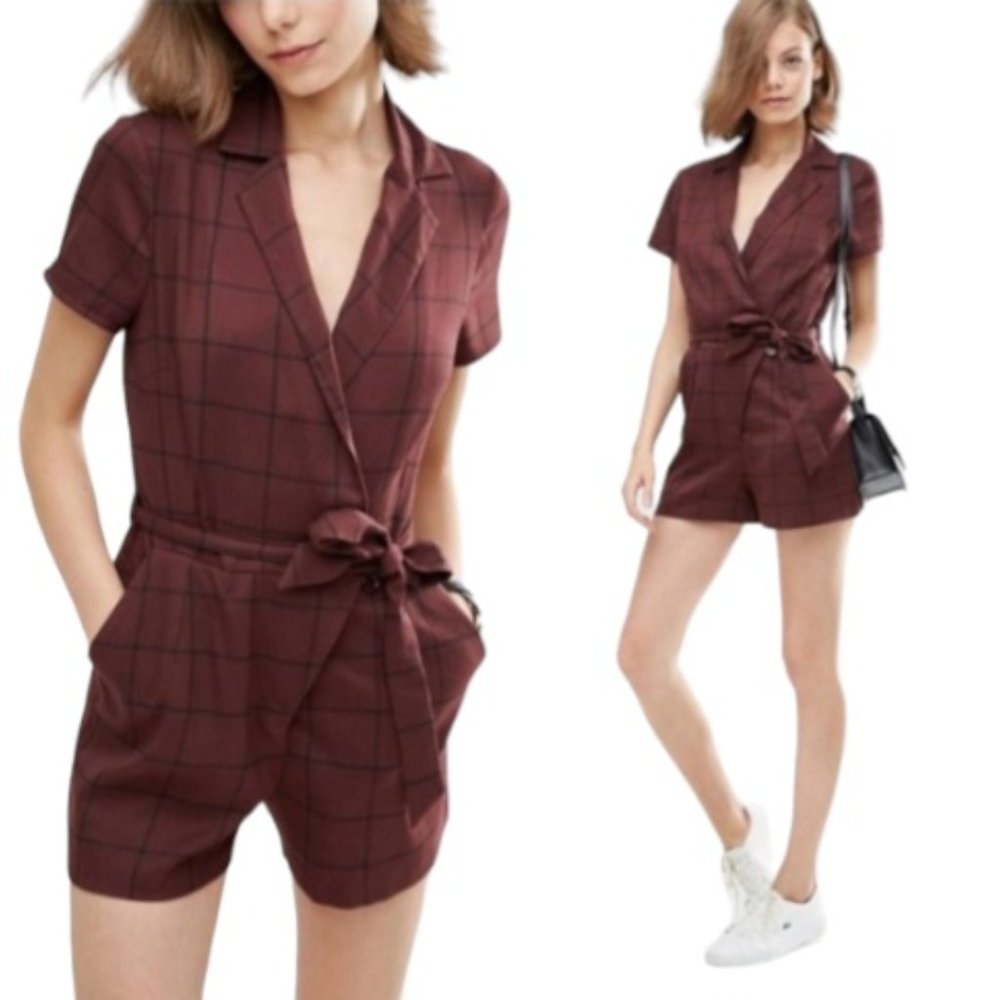ASOS Grid Check Romper - Picture 3 of 5
